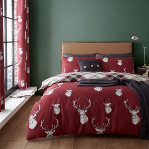 Duvet Cover Munro Stag Check Red