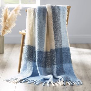 Manta Faux Mohair Azul