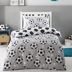 Duvet Cover Brushed Football Stars Grey