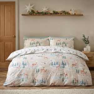 Duvet Cover Brushed Christmas Deer Natural