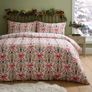 Duvet Cover Christmas Nutcracker Bows Natural