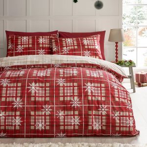 Duvet Cover Christmas Scandi Check Red