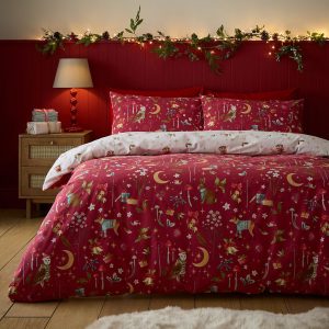Capa de Edredão Christmas Enchanted Twilight Vermelho