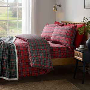 Duvet Cover Tartan Check Red and Green