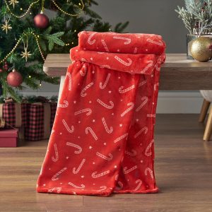 Manta Christmas Candy Cane Vermelha
